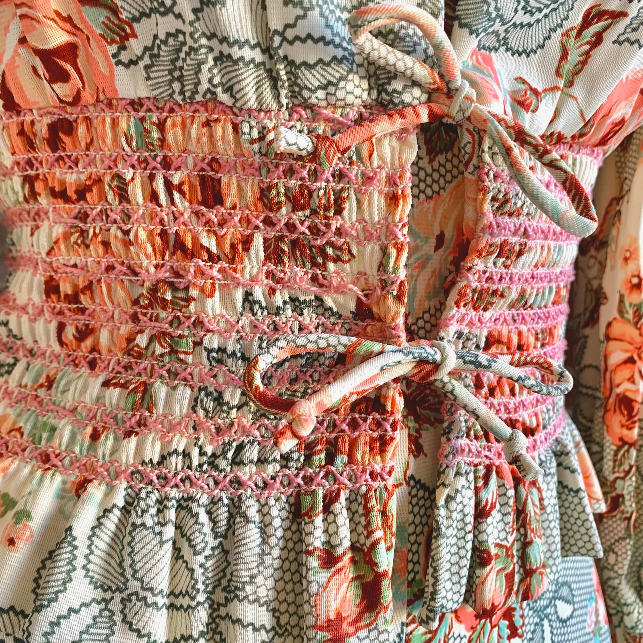 1970s Roses Nylon Maxi Dress & Jacket
