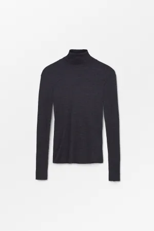 Amy T-neck - Dark Grey Melange