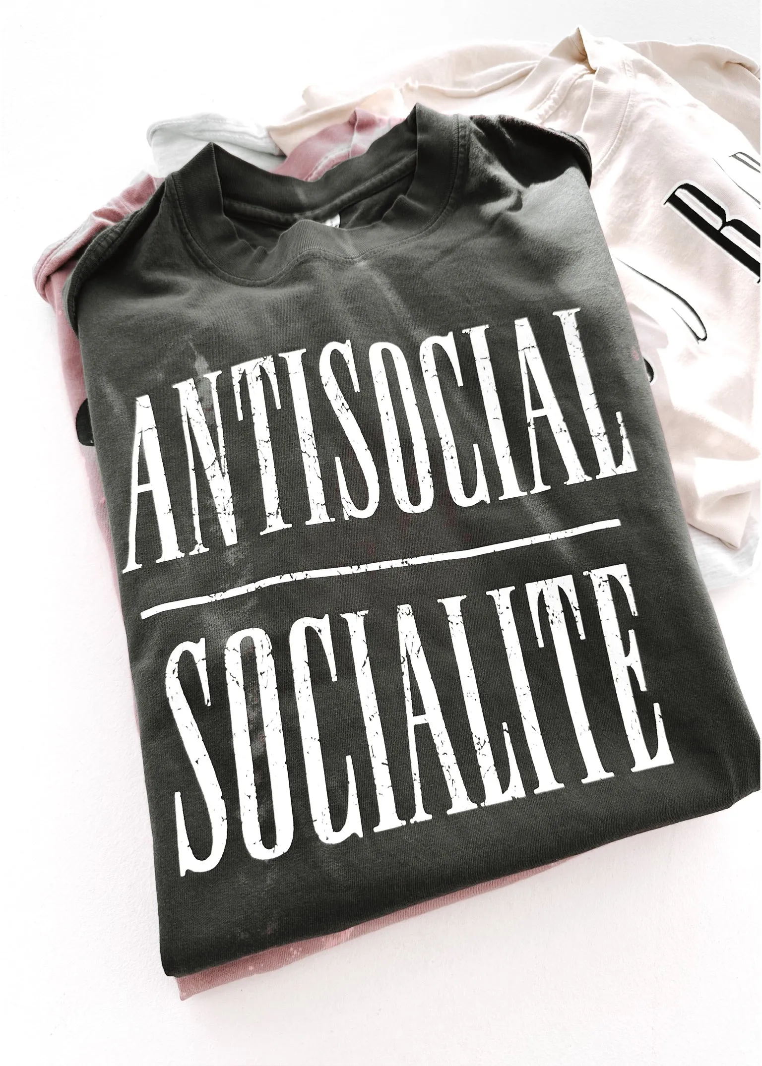 ANTISOCIAL SOCIALITE BLEACHED OUT SIDE SLIT TEE