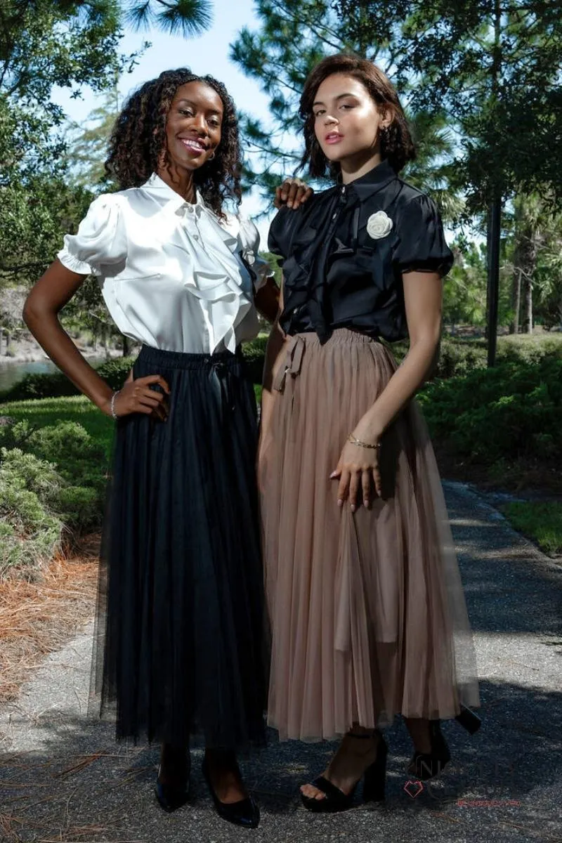 Aria Taupe Tulle Maxi Skirt