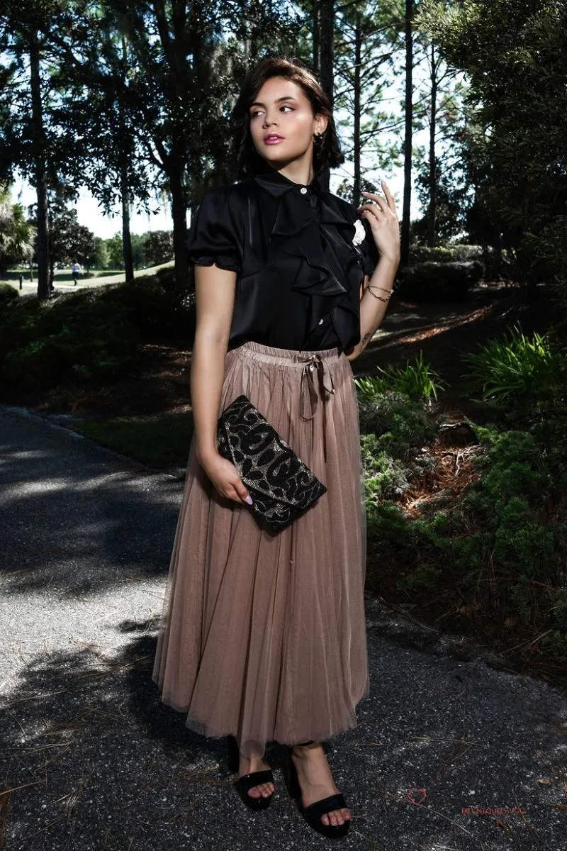 Aria Taupe Tulle Maxi Skirt