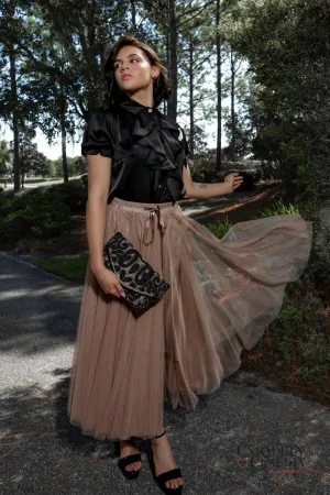 Aria Taupe Tulle Maxi Skirt