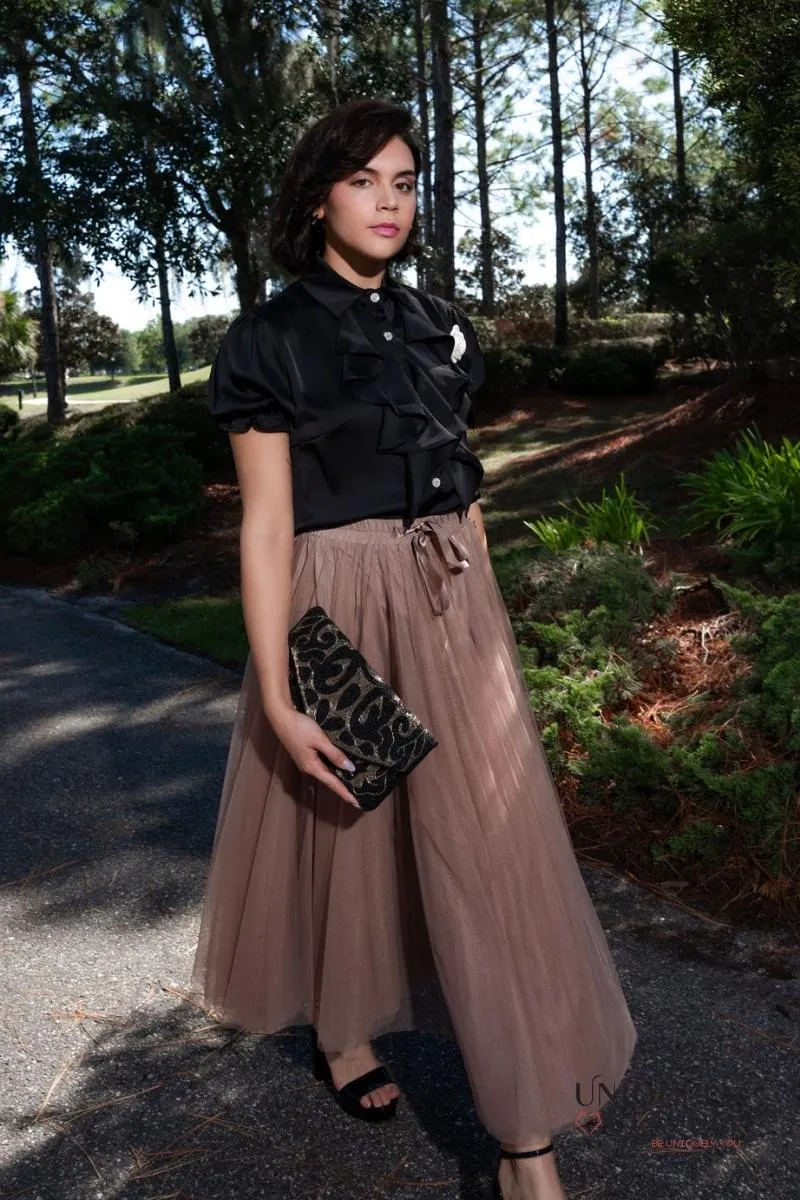 Aria Taupe Tulle Maxi Skirt