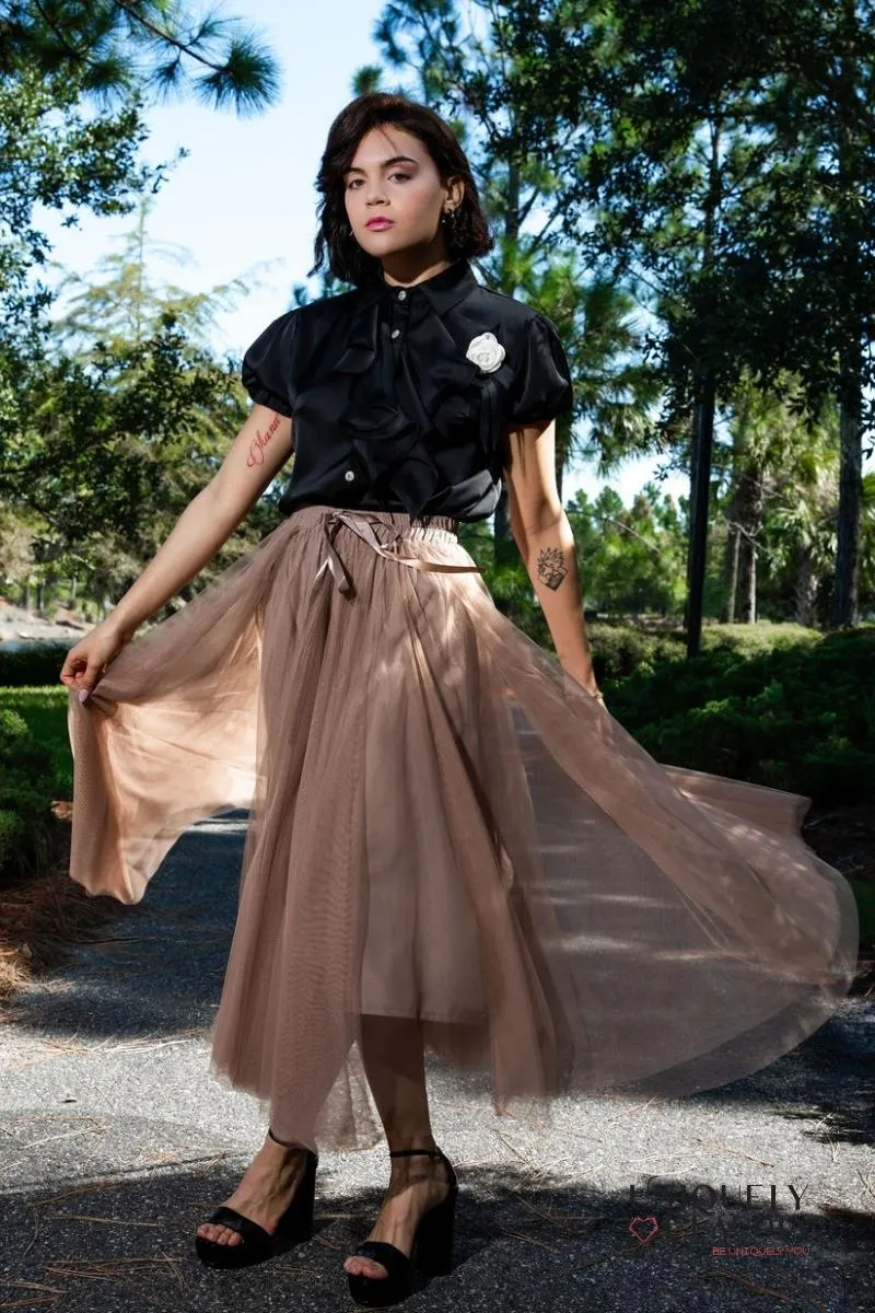 Aria Taupe Tulle Maxi Skirt