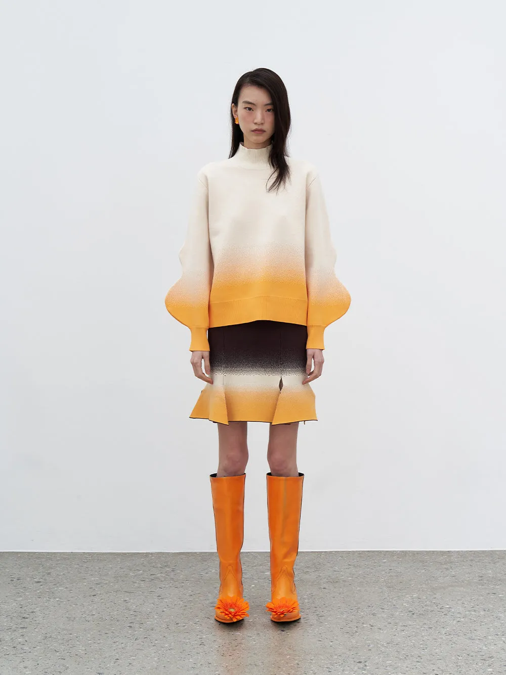Aster Gradient Print Carwash Skirt (Maple Brown)