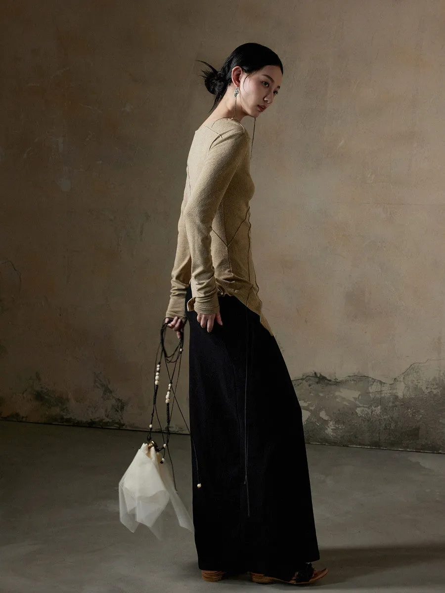 Asymmetry Drape Long-Sleeve Chic Knit Cutsew