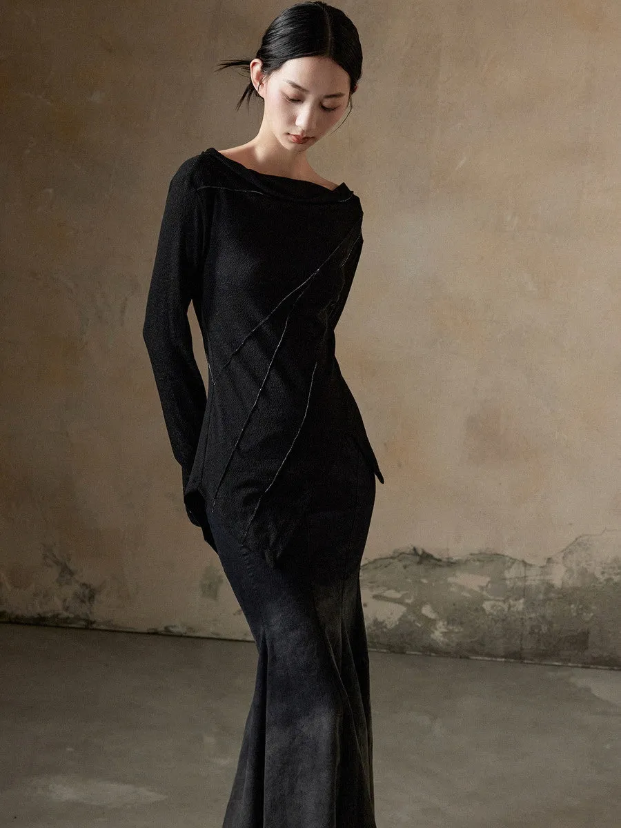 Asymmetry Drape Long-Sleeve Chic Knit Cutsew
