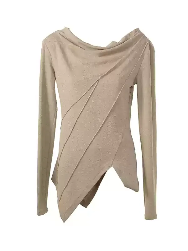 Asymmetry Drape Long-Sleeve Chic Knit Cutsew