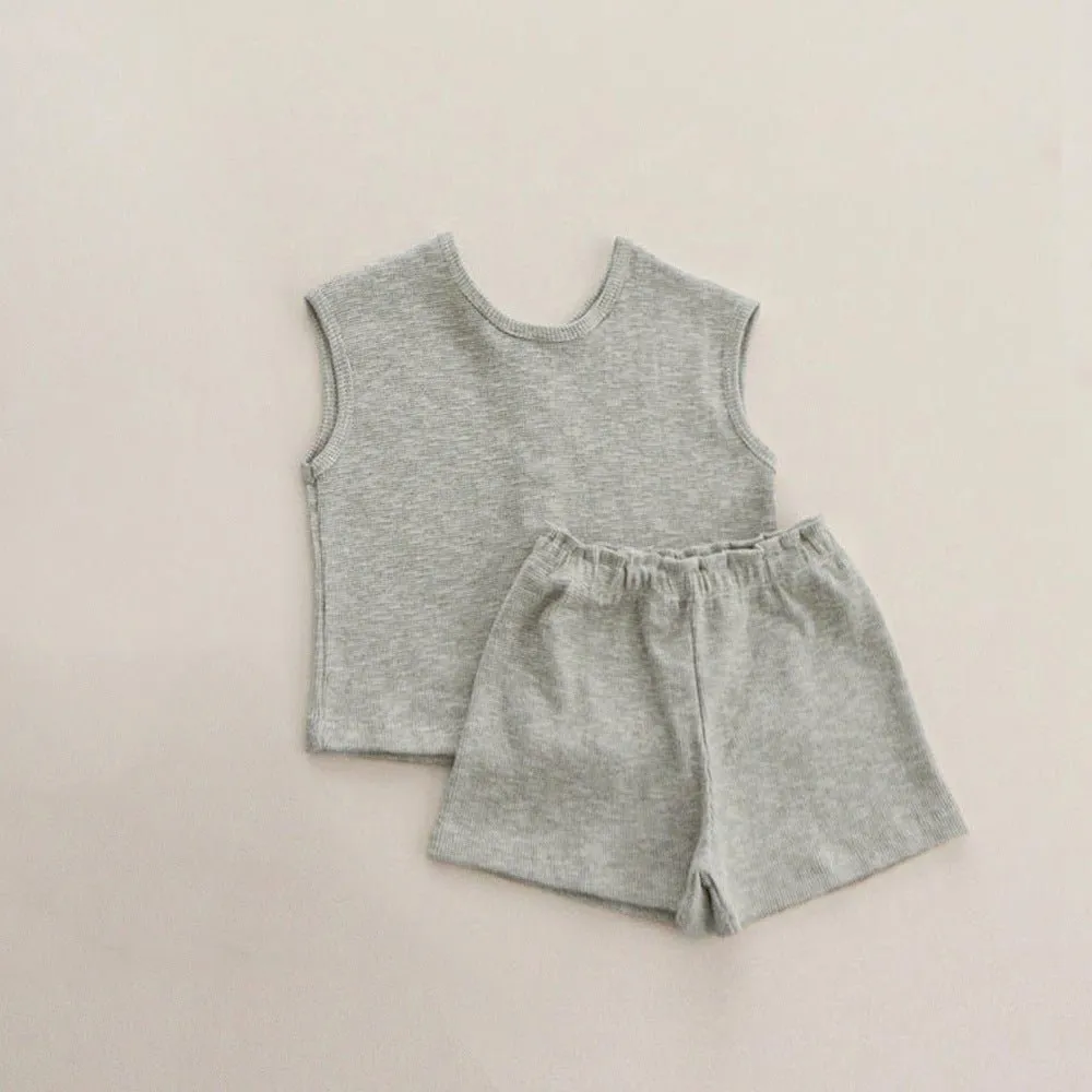 Baby's Cotton Tank Top with Shorts Set (3 Colors)