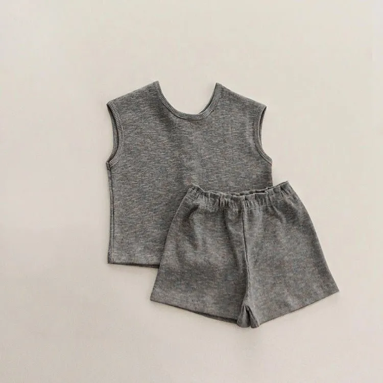 Baby's Cotton Tank Top with Shorts Set (3 Colors)
