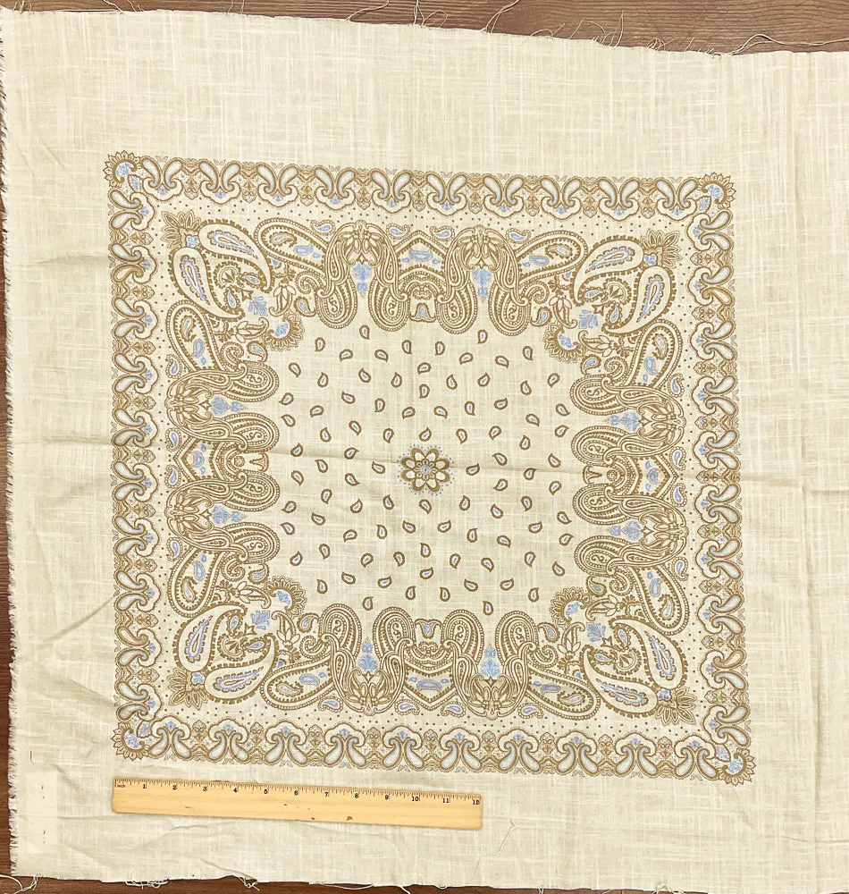 Beige-Multi Famous Designer Paisley Border Panel Print Viscose Woven Fabric