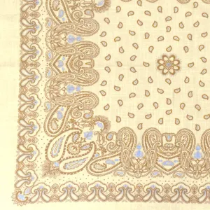 Beige-Multi Famous Designer Paisley Border Panel Print Viscose Woven Fabric