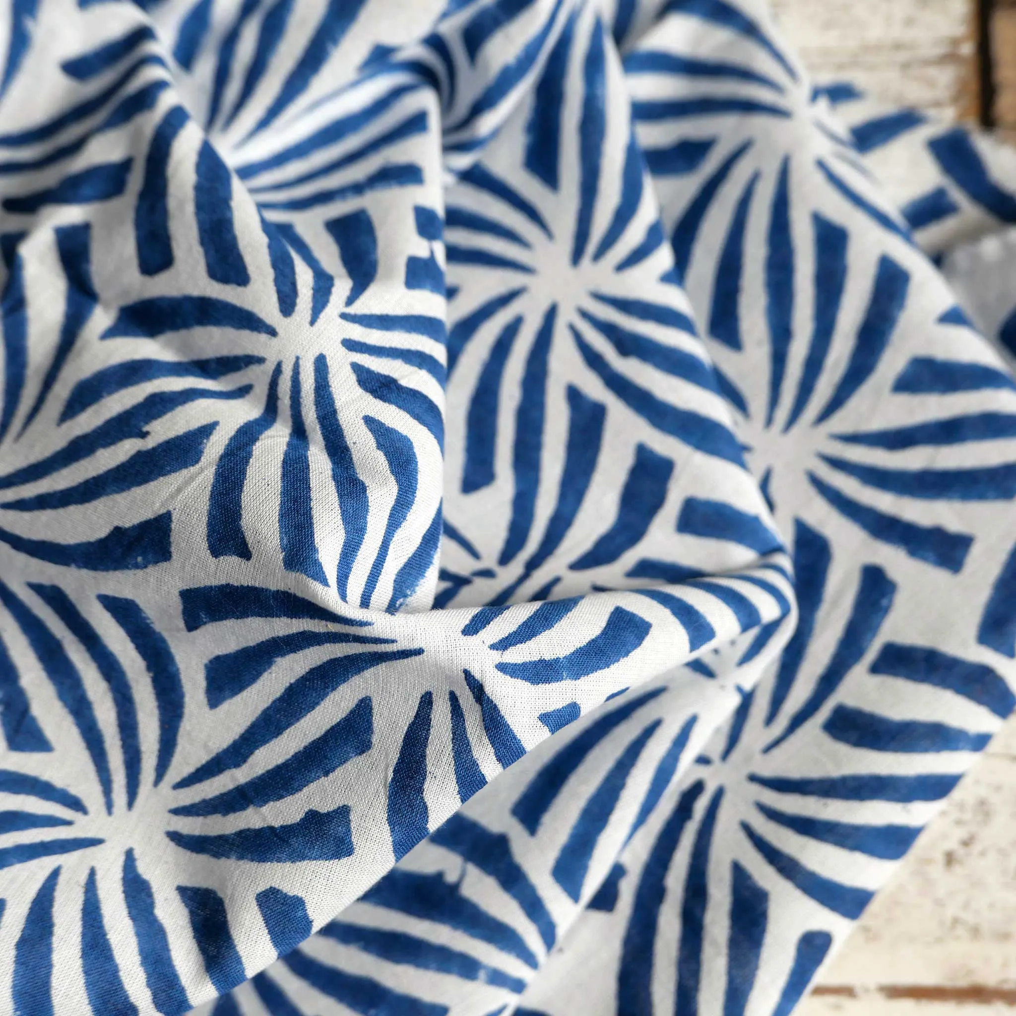 Block Print Spinner Blue