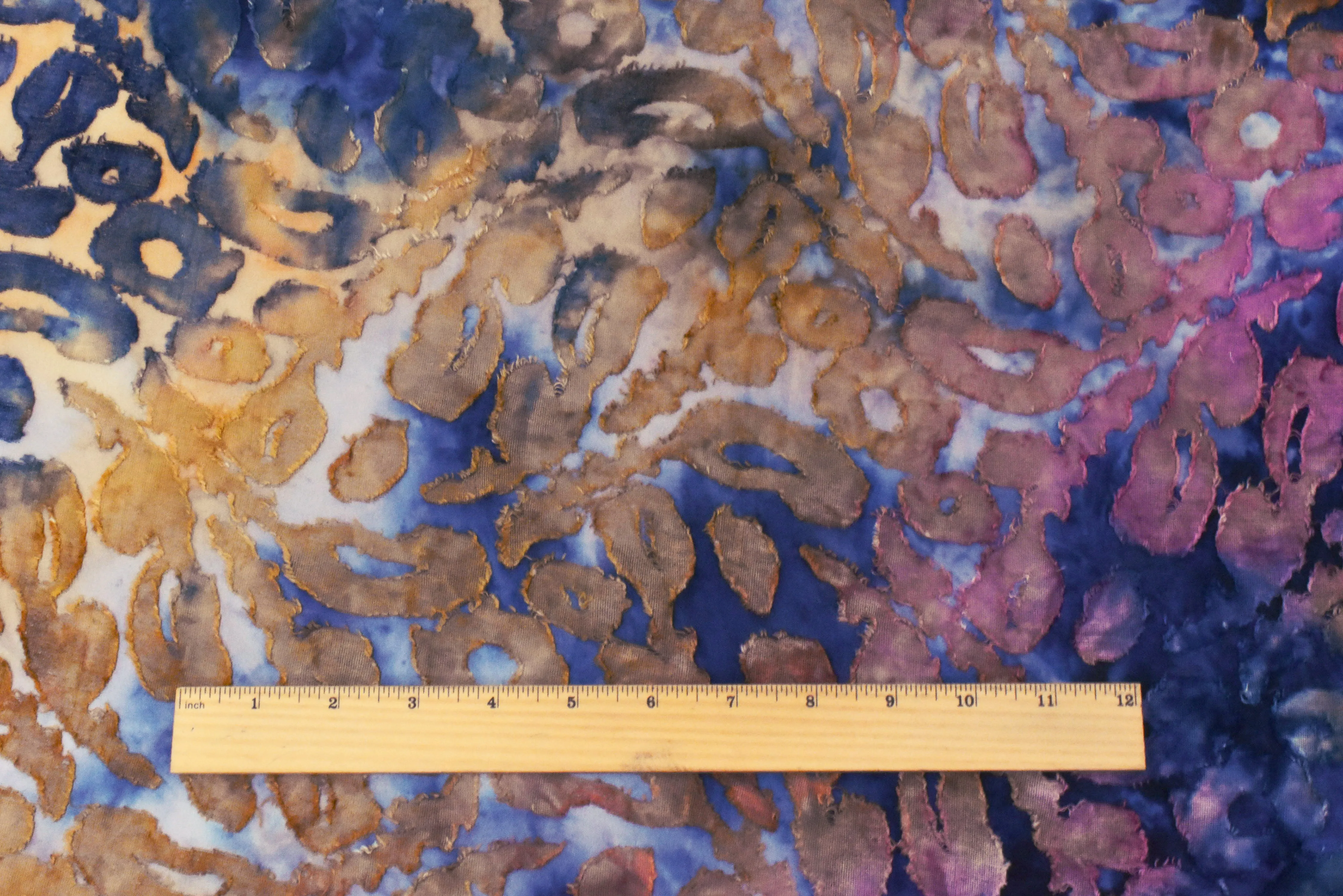 Blue-Multi Famous Designer Poly Rayon Animal Burnout Jacquard Knit Fabric