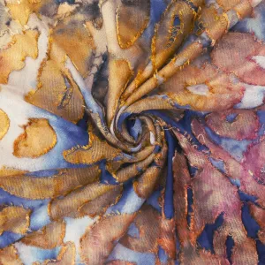 Blue-Multi Famous Designer Poly Rayon Animal Burnout Jacquard Knit Fabric