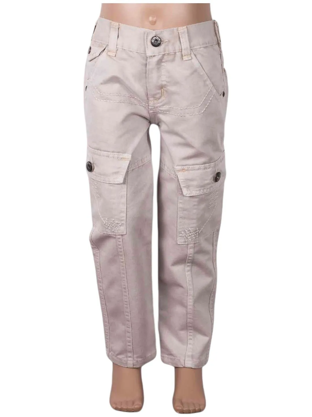 Boys' Beige Cargo Pants with Utility Pockets