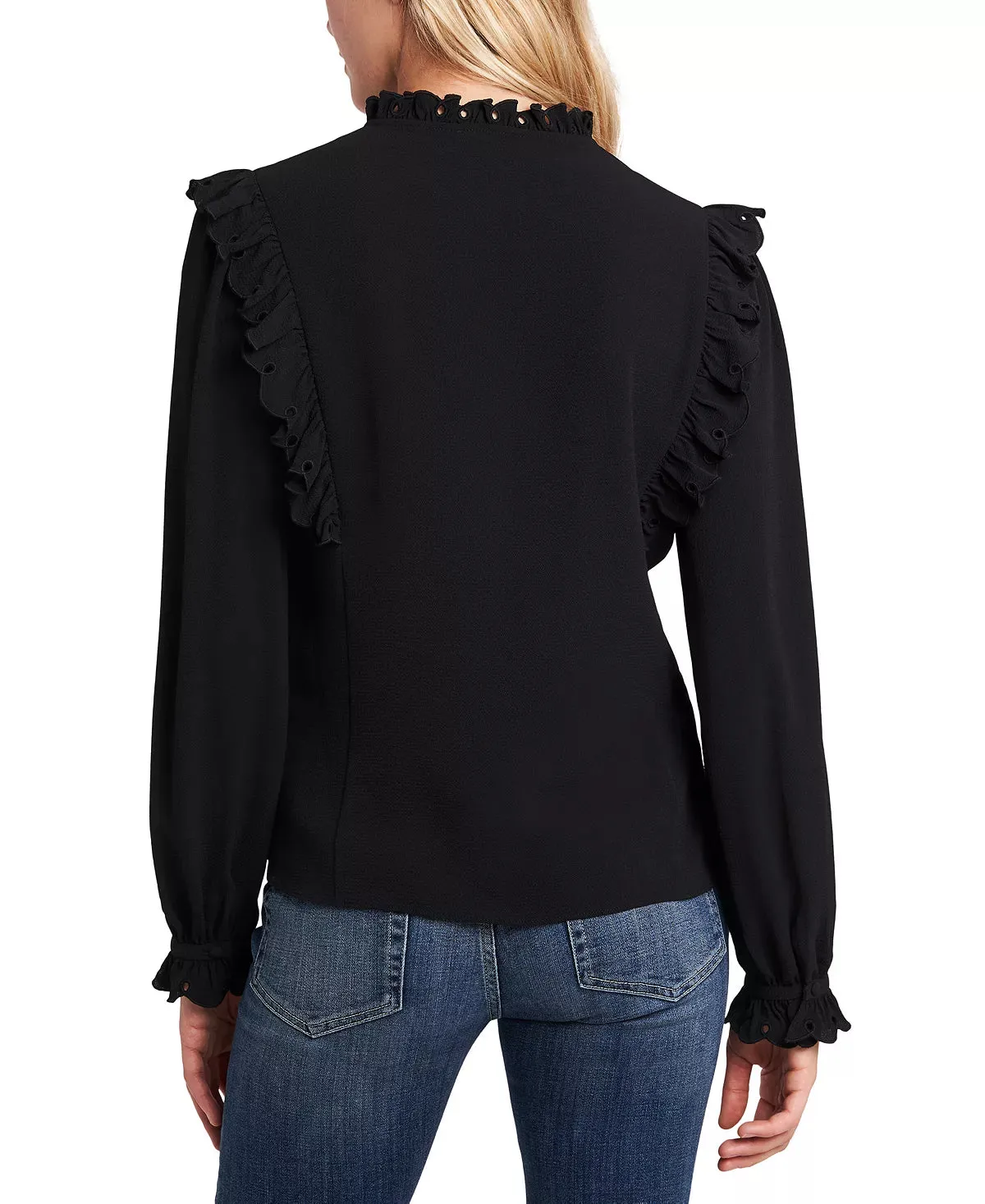 CeCe Long Sleeve Ruffled Tie-Neck Blouse