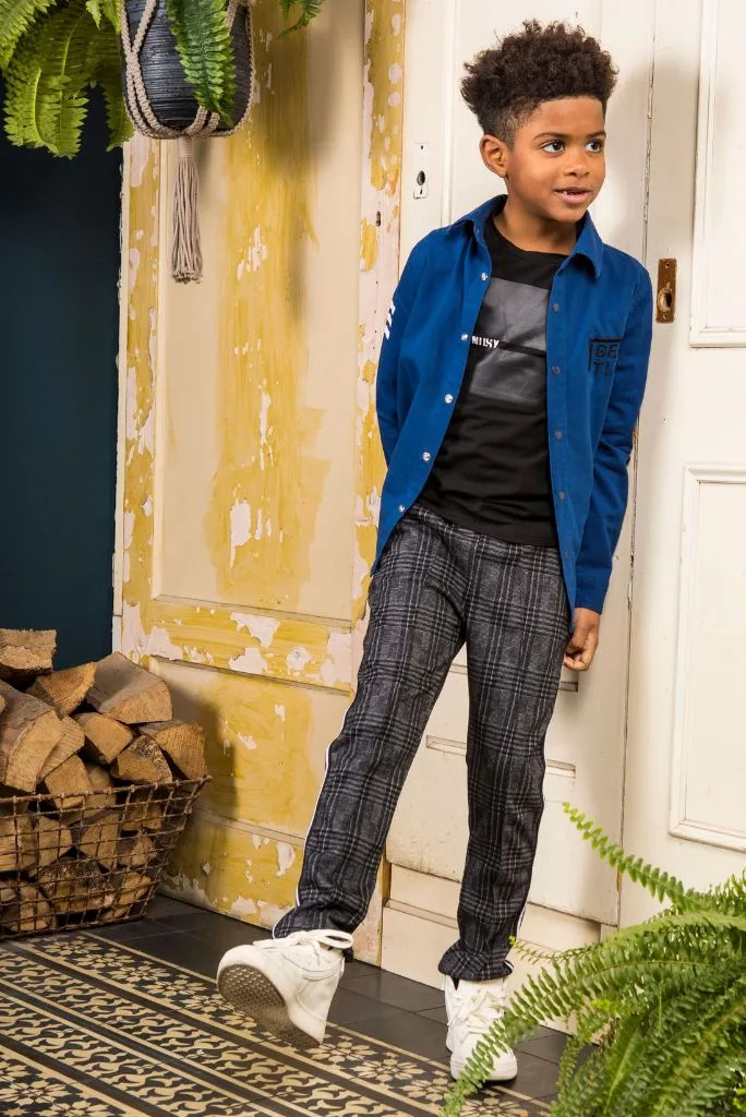 Check Pants with Contrast Tape