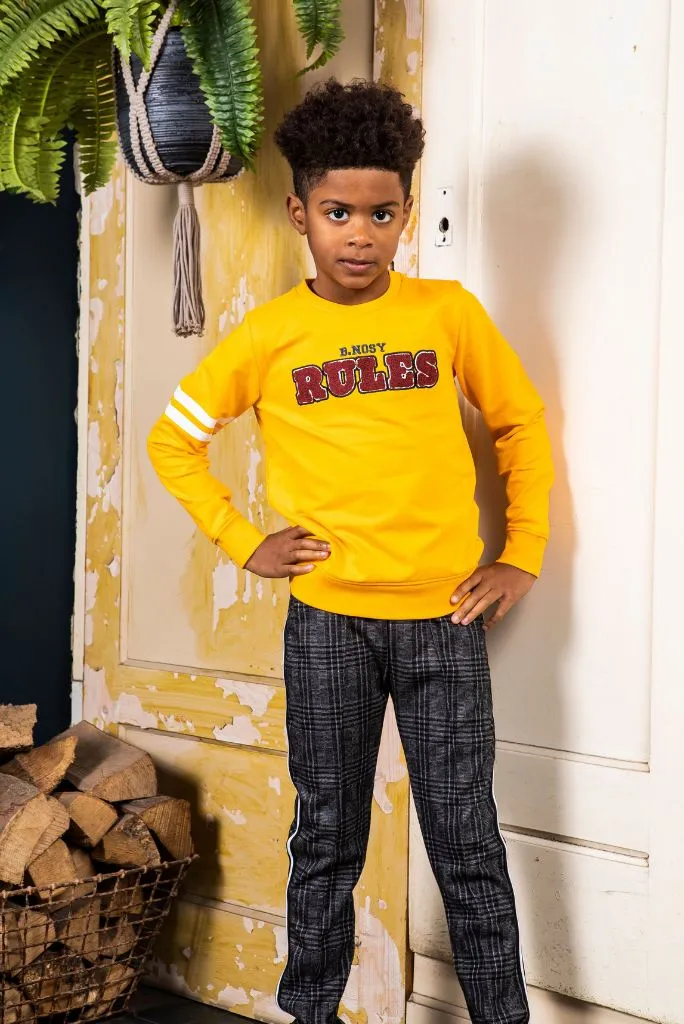 Check Pants with Contrast Tape