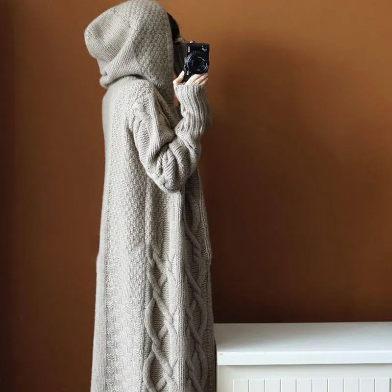 chic mid-length sweater coat