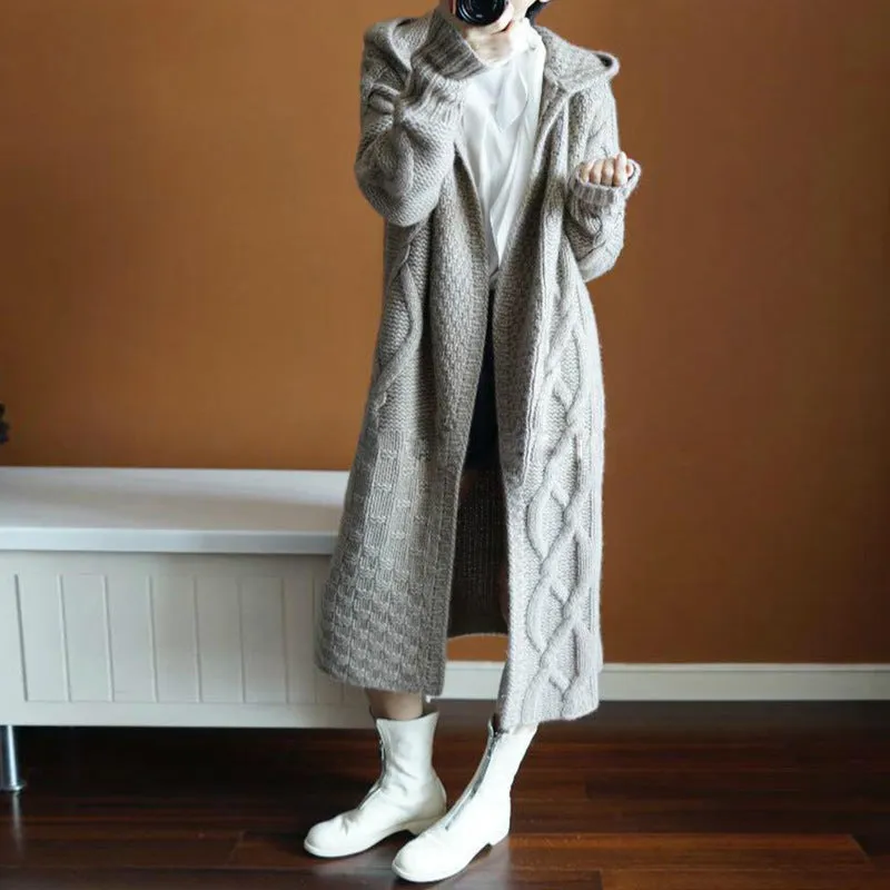 chic mid-length sweater coat