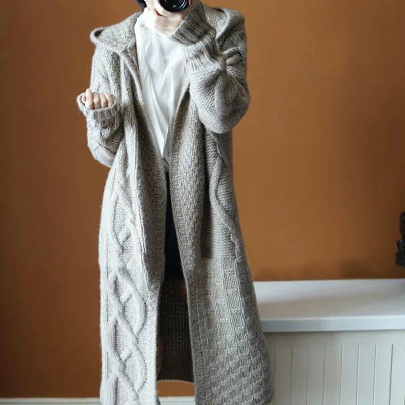chic mid-length sweater coat