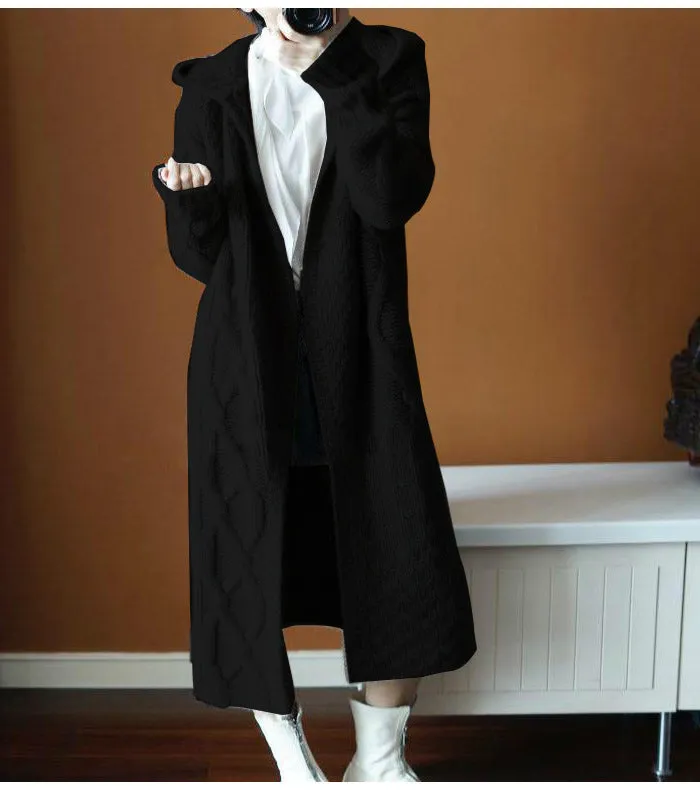 chic mid-length sweater coat