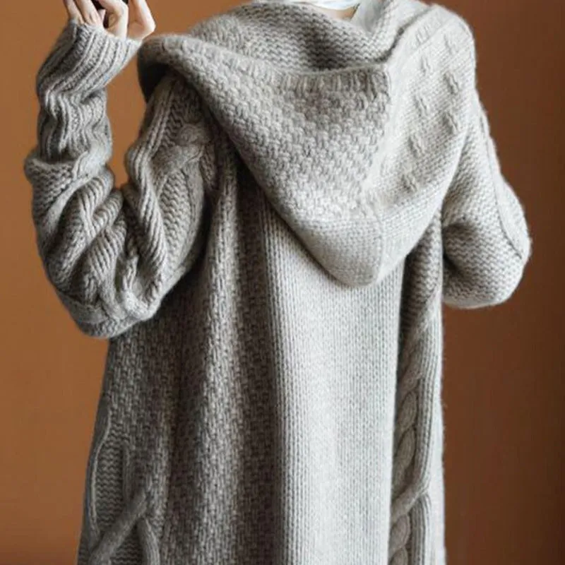 chic mid-length sweater coat