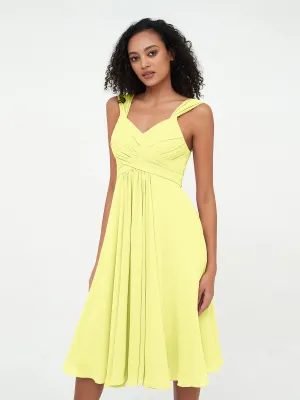 Chiffon Empire Short Dresses with Pockets-Daffodil Plus Size