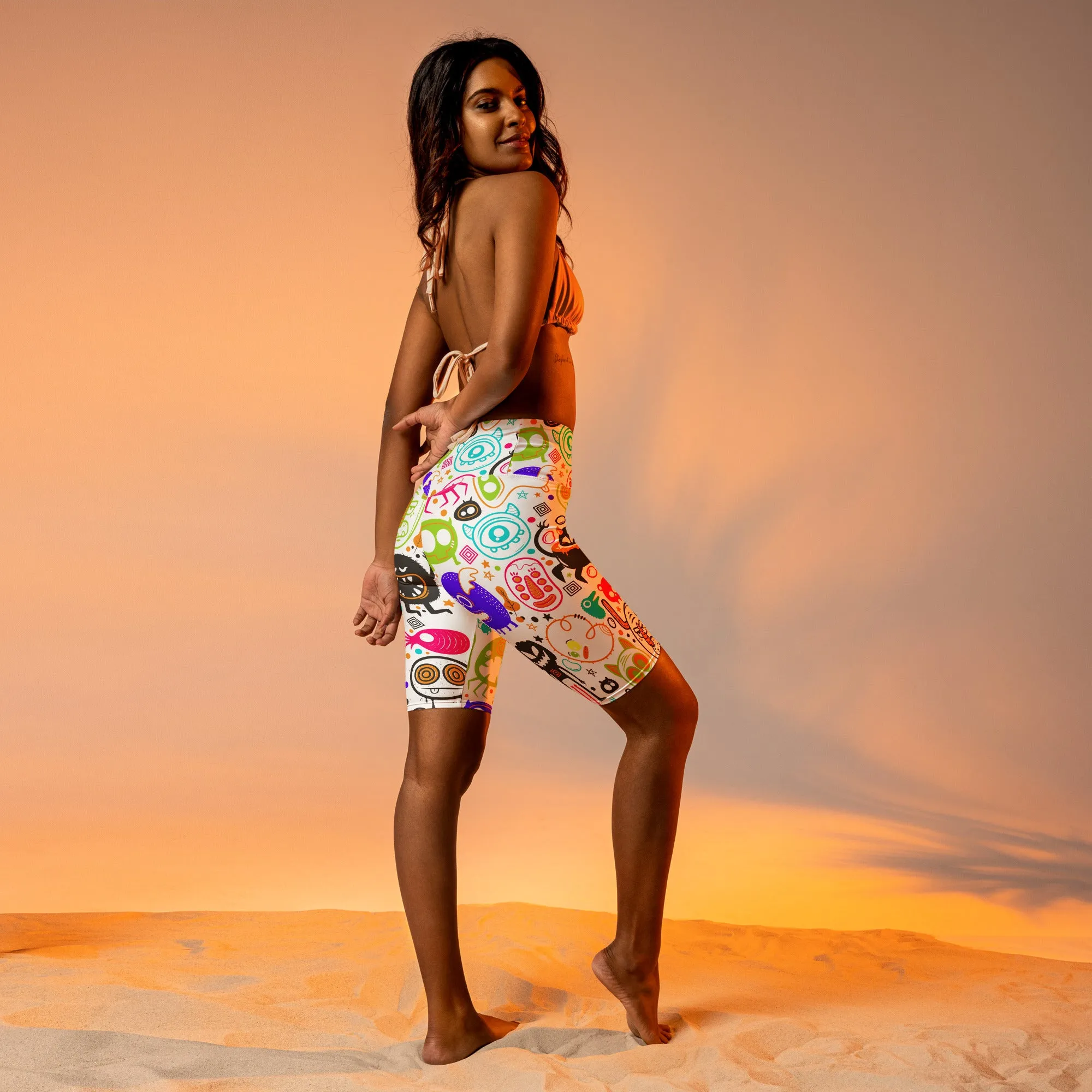 Colorful Doodles Biker Shorts