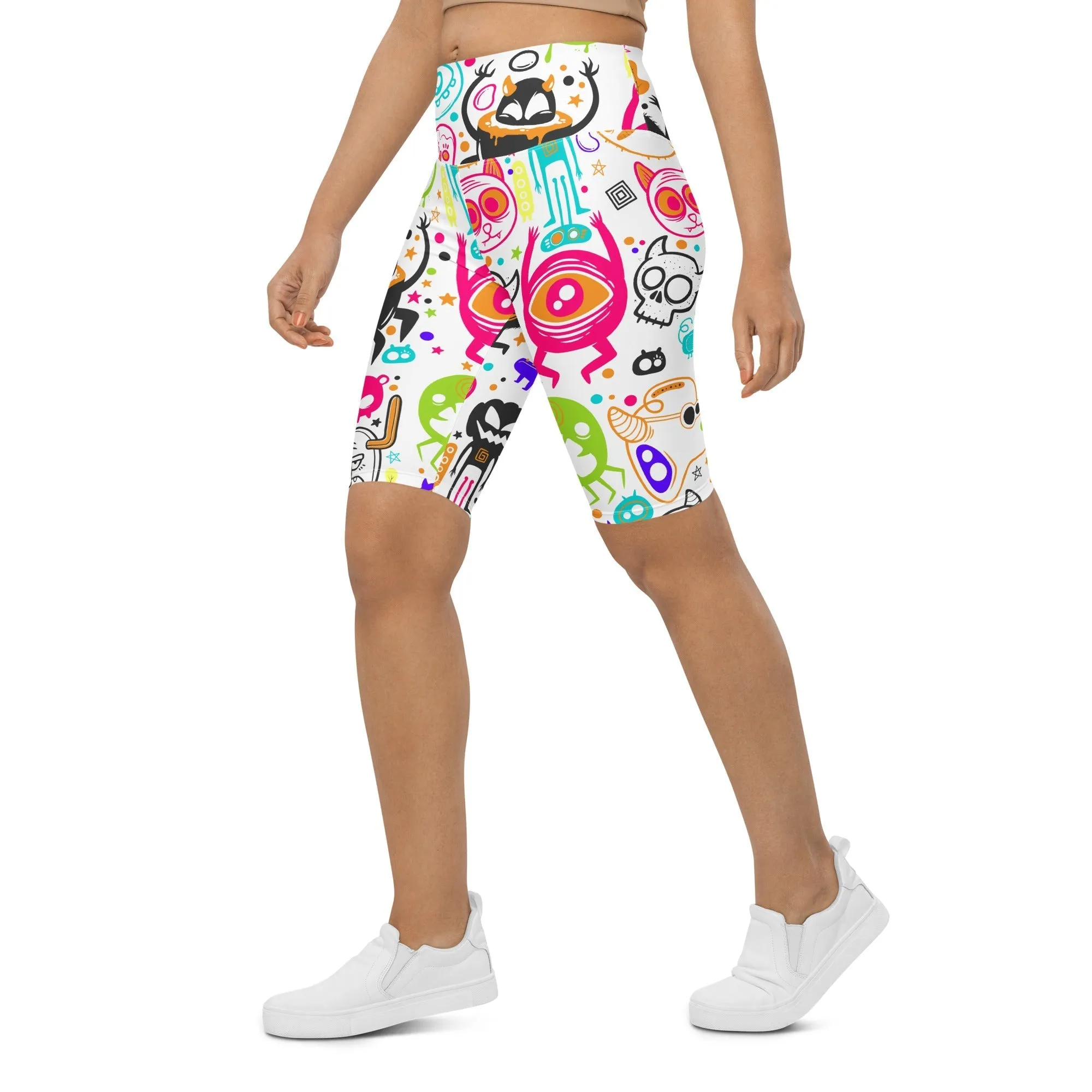 Colorful Doodles Biker Shorts