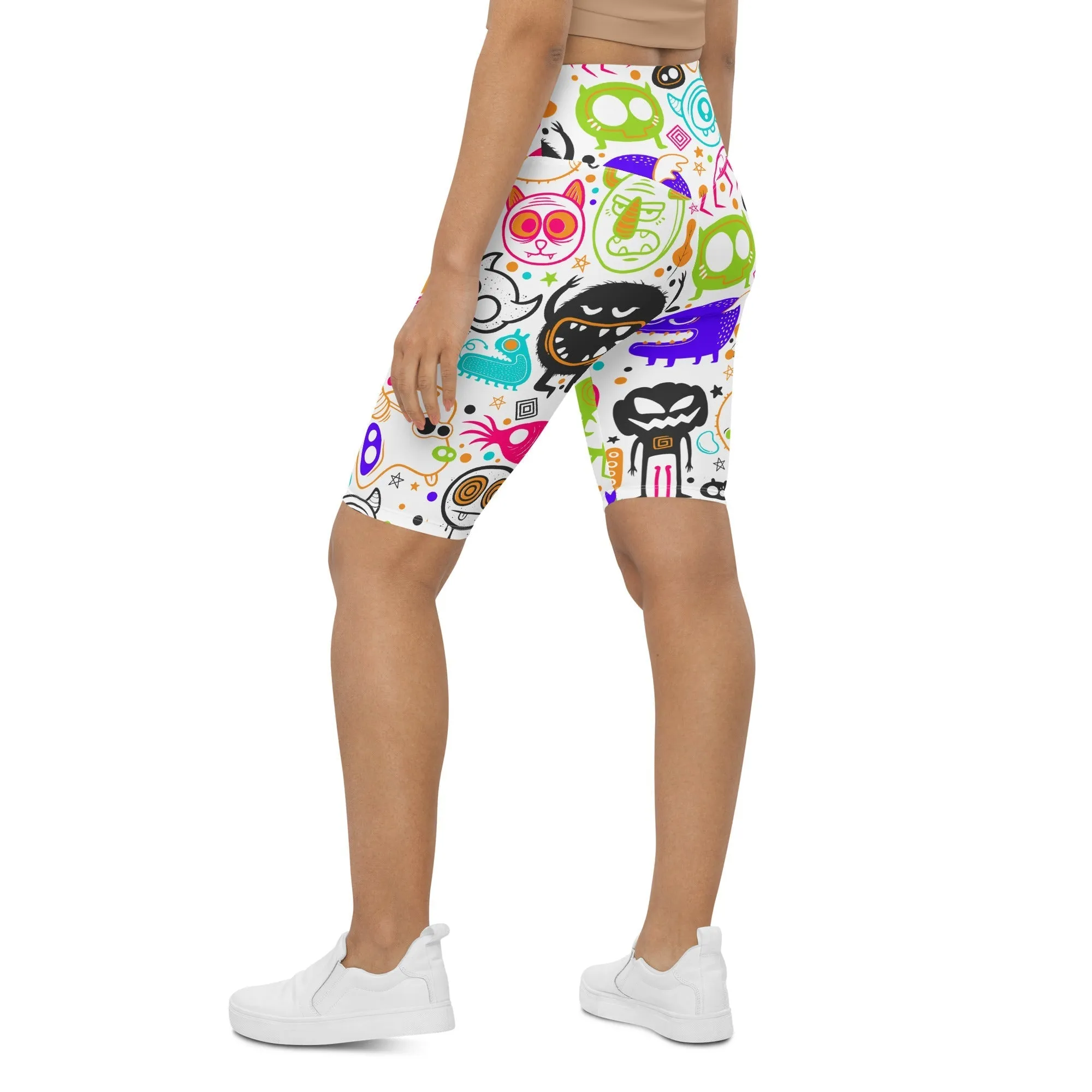 Colorful Doodles Biker Shorts