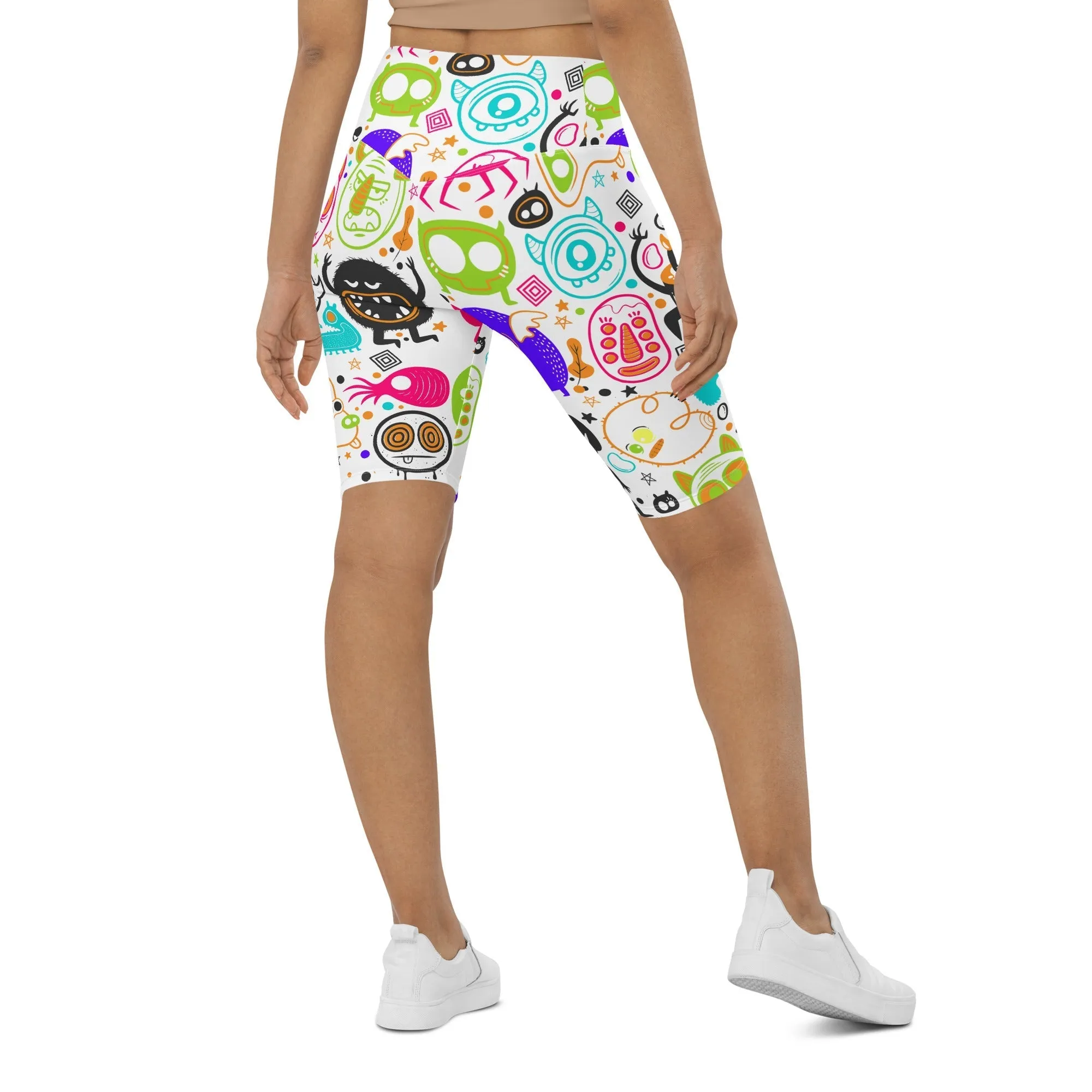 Colorful Doodles Biker Shorts