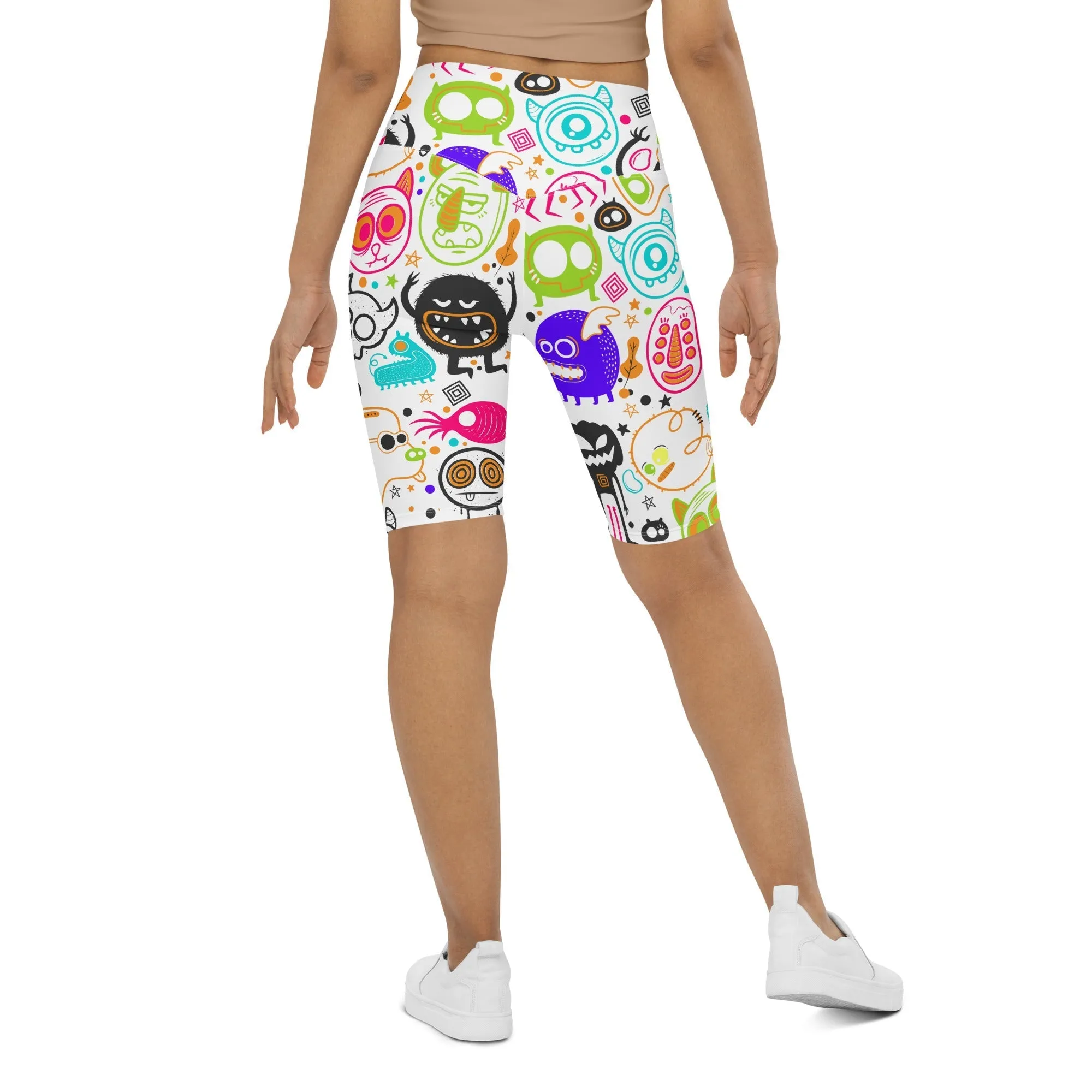 Colorful Doodles Biker Shorts