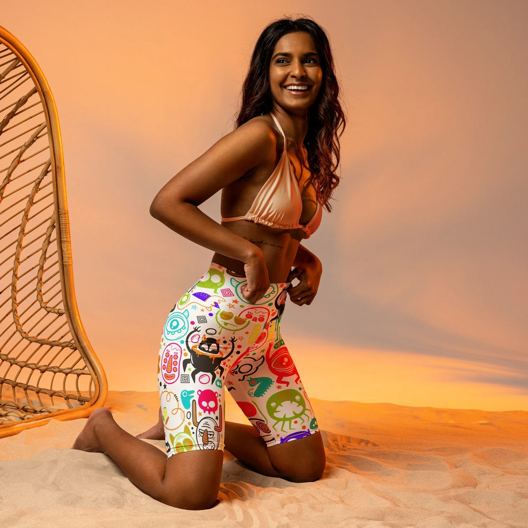 Colorful Doodles Biker Shorts