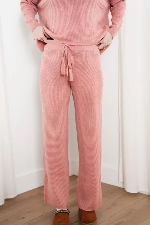 Comfy Girl Era Waffle Knit Pants - Cranberry