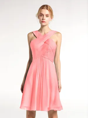 Cross Front Empire Waist Short Bridesmaid Dress Flamingo Plus Size