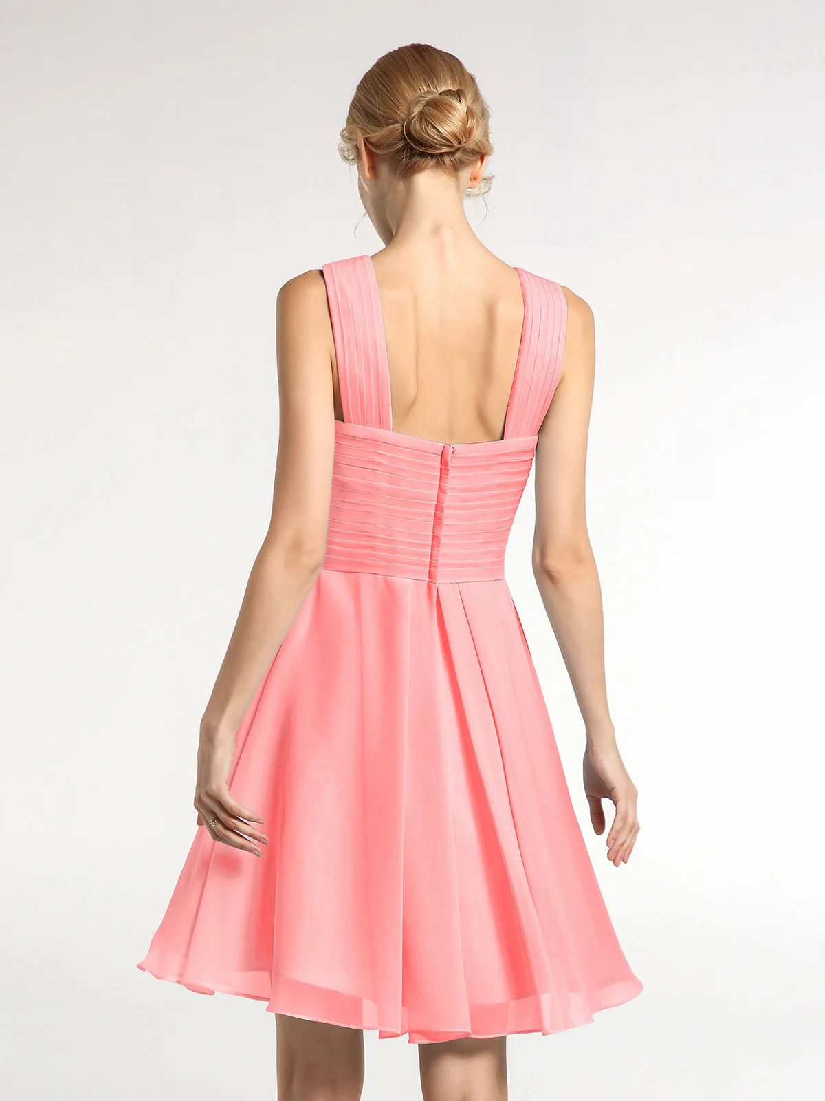 Cross Front Empire Waist Short Bridesmaid Dress Flamingo Plus Size