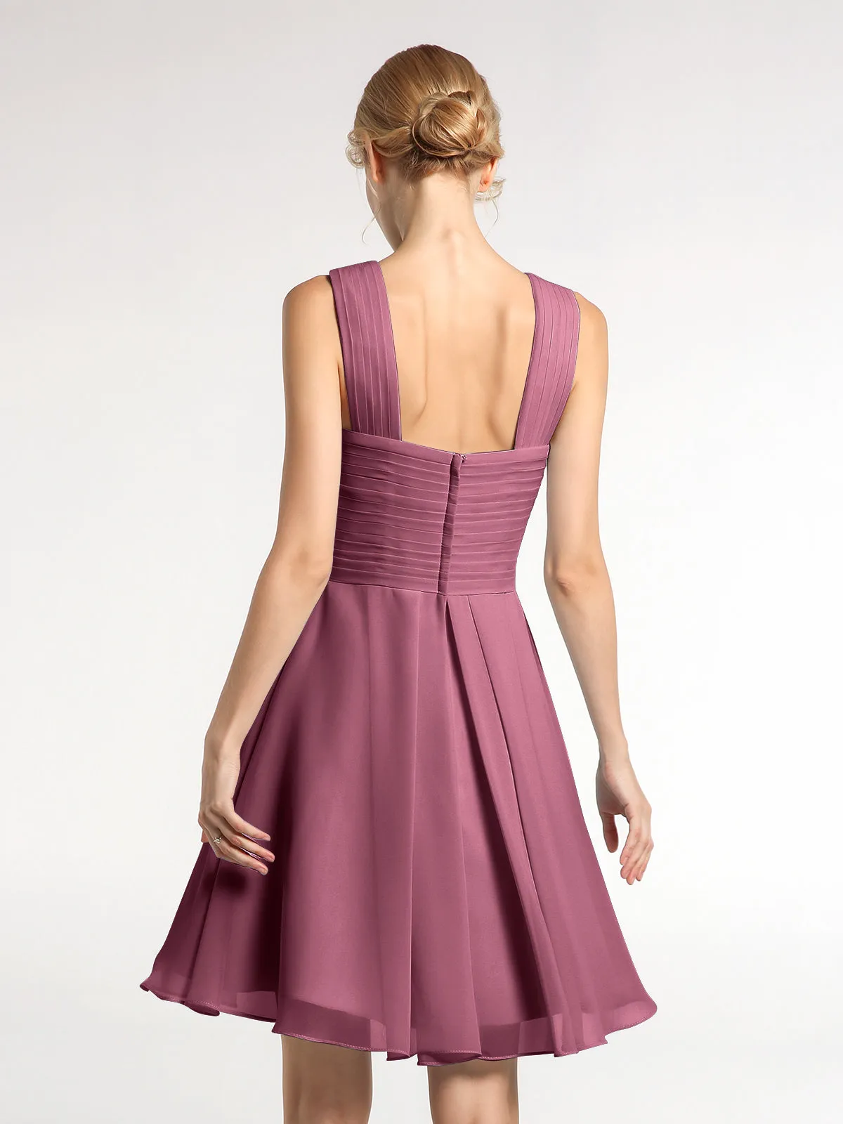 Cross Front Empire Waist Short Bridesmaid Dress Mulberry