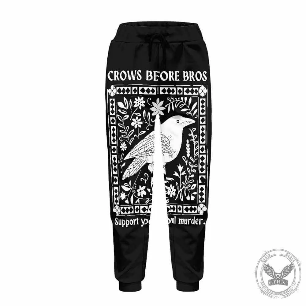 Crows Before Bros Casual Elastic Drawstring Pants