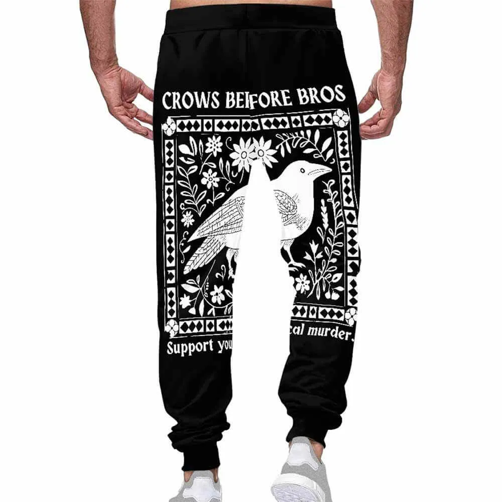 Crows Before Bros Casual Elastic Drawstring Pants