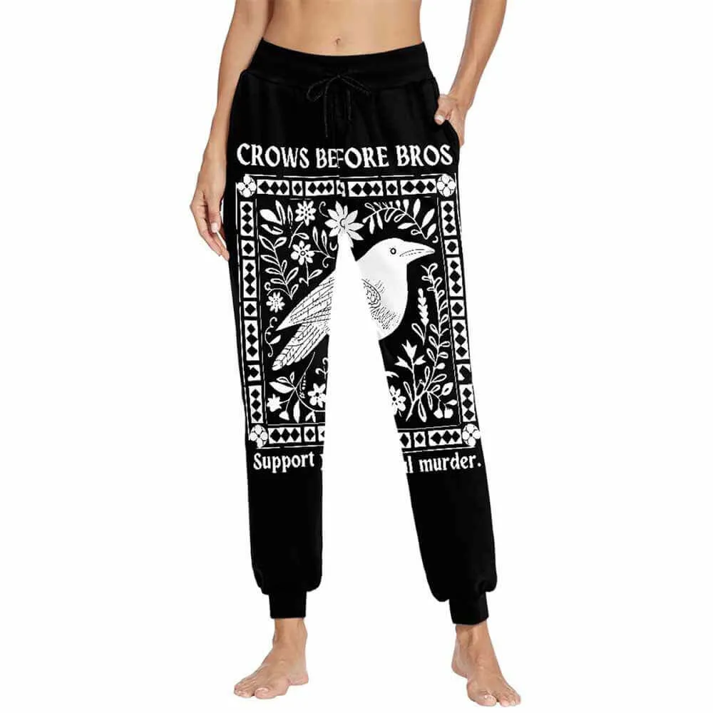 Crows Before Bros Casual Elastic Drawstring Pants