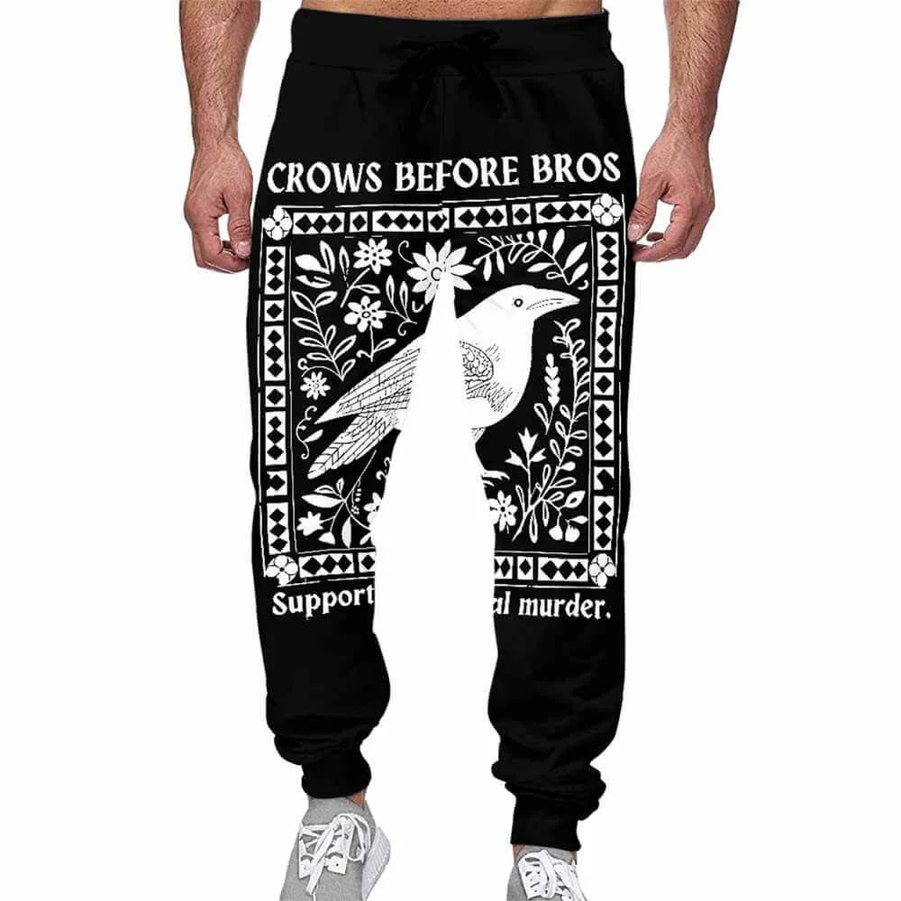 Crows Before Bros Casual Elastic Drawstring Pants