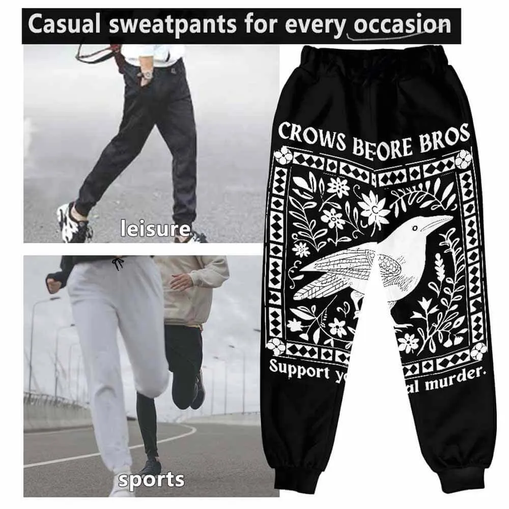 Crows Before Bros Casual Elastic Drawstring Pants