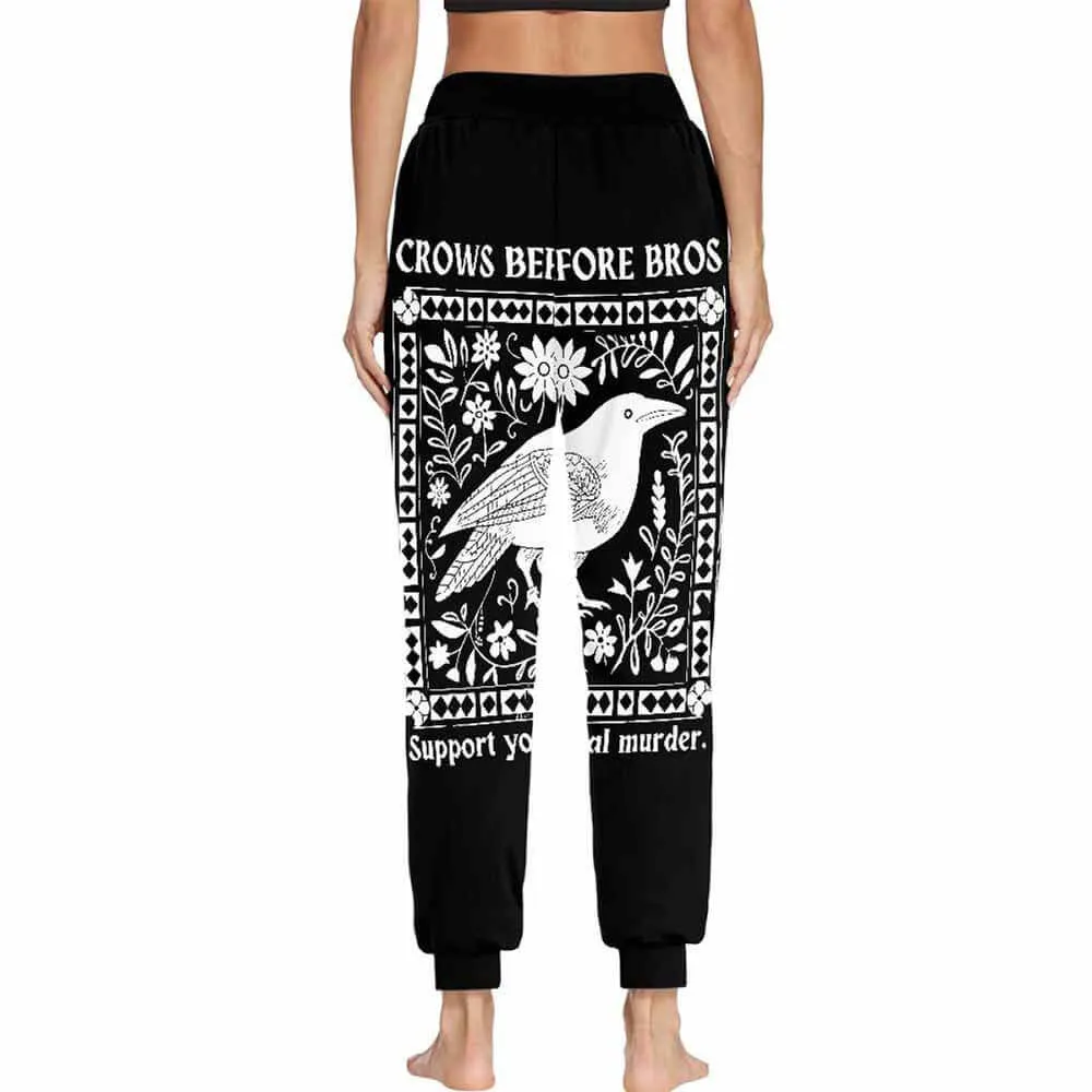 Crows Before Bros Casual Elastic Drawstring Pants