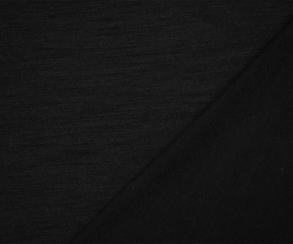 Deep Black Wool Stretch Spandex Jersey Knit Fabric