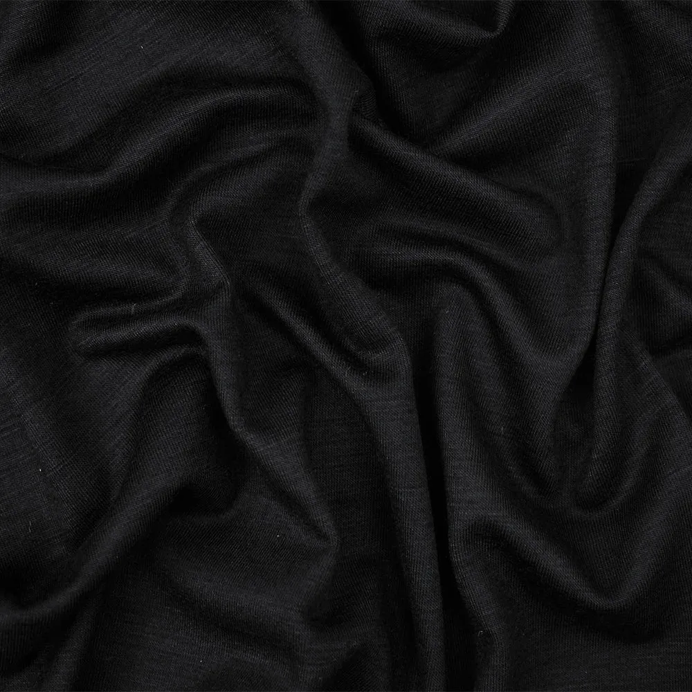 Deep Black Wool Stretch Spandex Jersey Knit Fabric