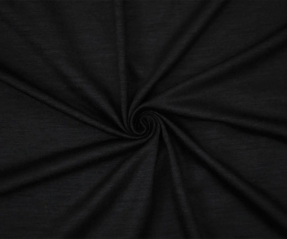 Deep Black Wool Stretch Spandex Jersey Knit Fabric