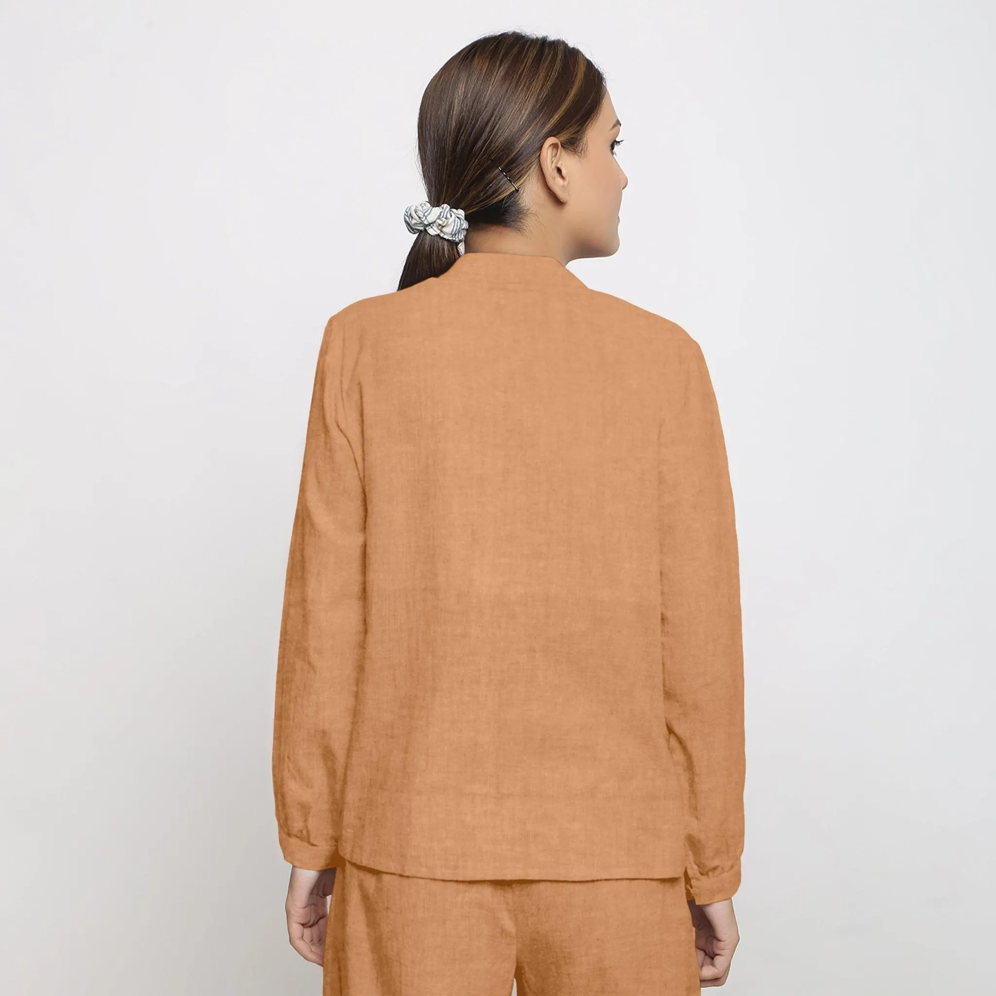 Desert Yellow 100% Linen Mandarin Collar Shirt