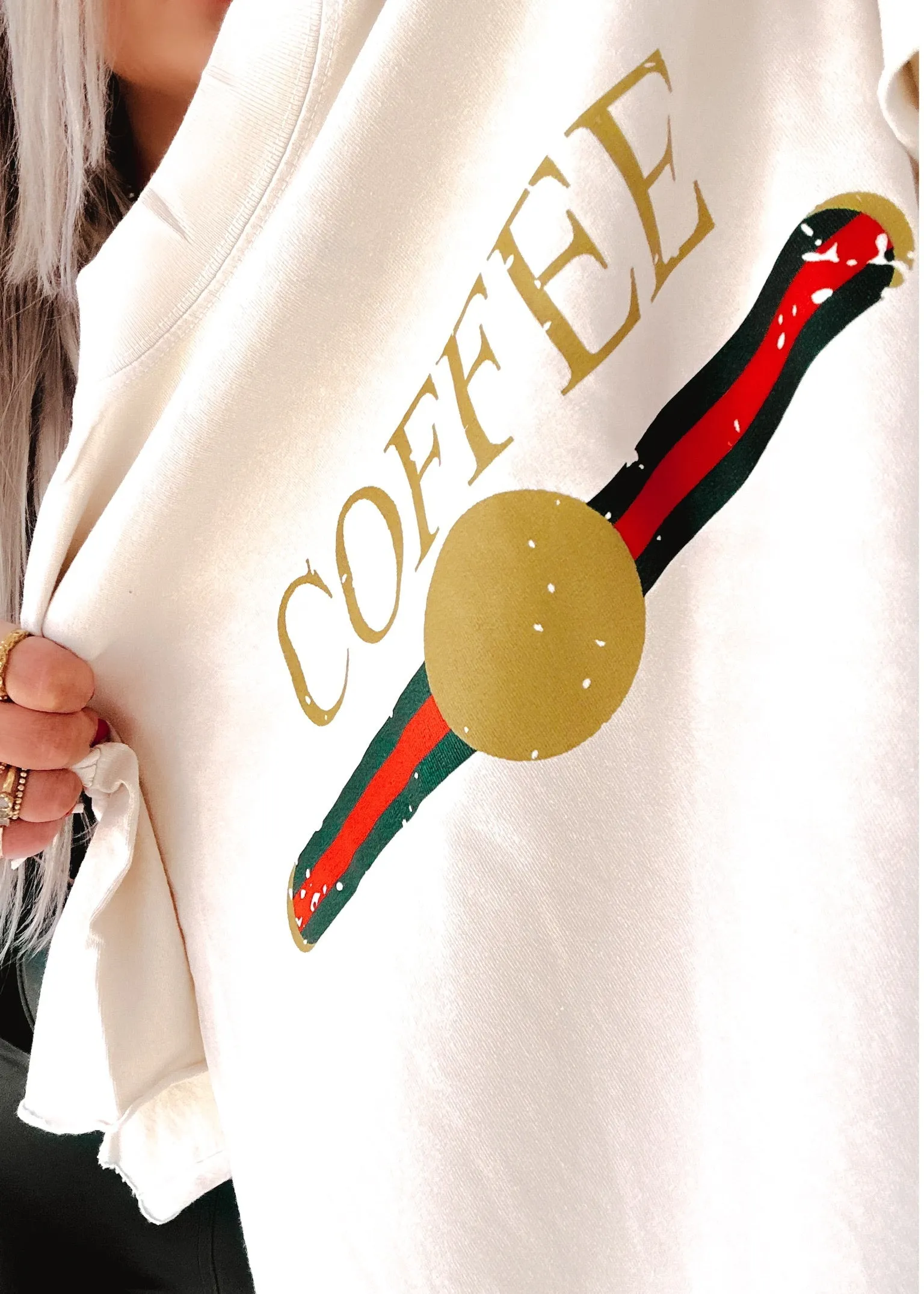DESIGNER COFFEE SIDE SLIT TEE